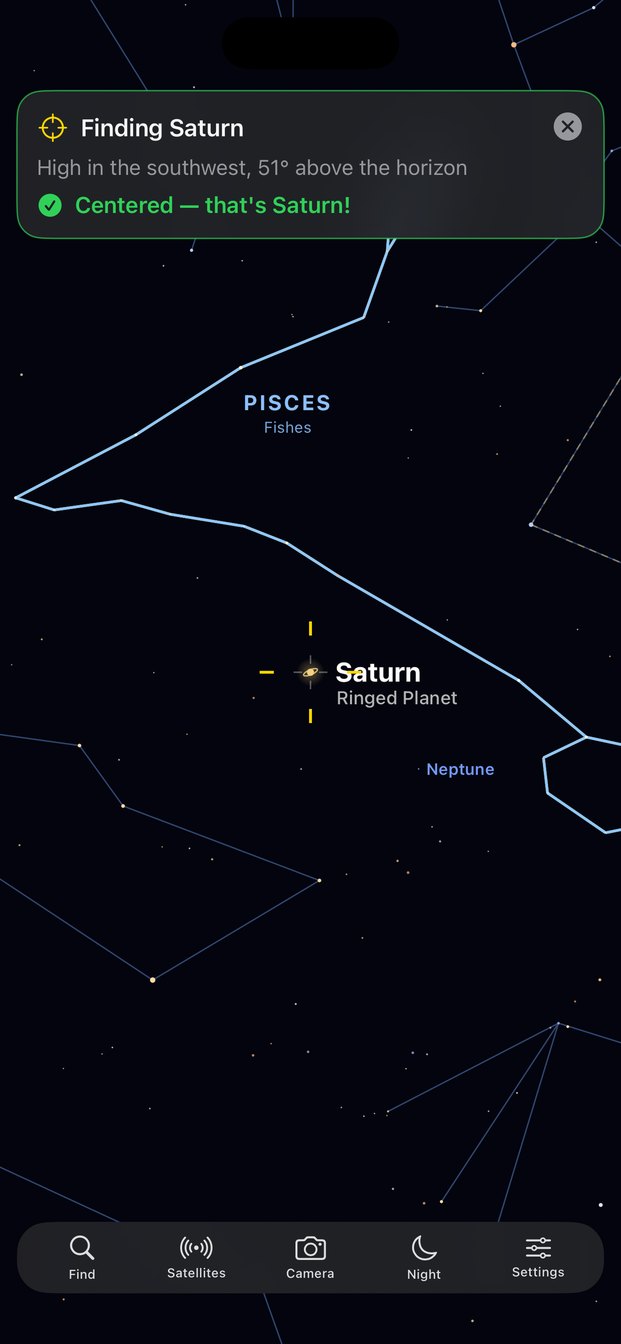 StarGazer Terrestrial confirming Saturn is centered